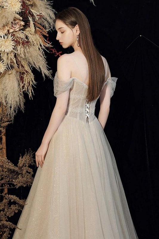 Bling A Line Off the Shoulder White Formal Dress Party Dress