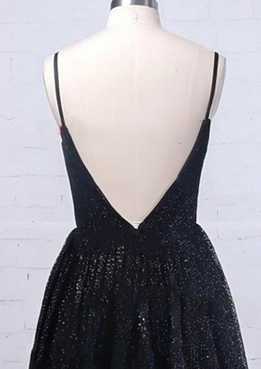 V Neck Sleeveless Metallic Yarn Long/Floor-Length Prom Dress With Split Pockets Sequins