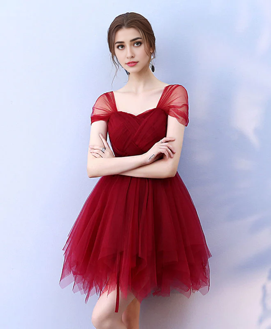 A-line Tulle Backless Homecoming Dresses