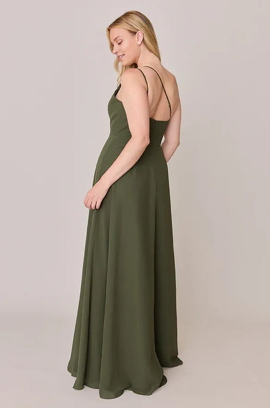 Affordable Fitted A-line One Shoulder Sleeveless Backless Ankle-Length Bridesmaid Dress
