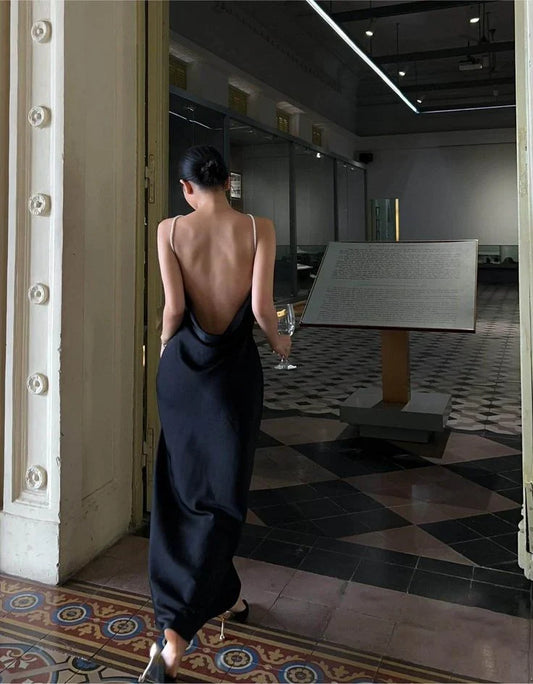 Dress Prom Dress Stores Black Halter Backless Sexy Satin Long Evening Dress Formal Dresses