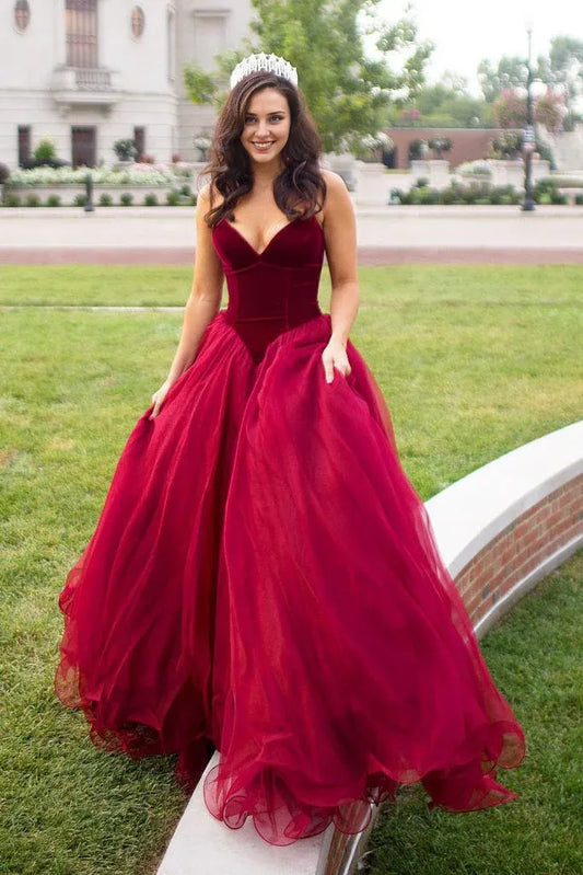Prom Dresses Stores Burgundy A-line Party Dresses Off-the-Shoulder Velvet Long Ball Gown Prom Dress Formal Women's Dresses