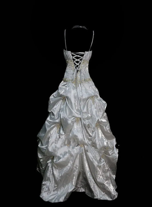 Dreamy Ball Gown Strapless Spaghetti Strap Lace-Up Back Floor-Length Bridal Dress