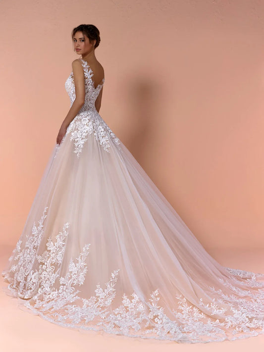 Dress For Wedding Sleeveless Tulle Embroidered A-line Wedding Dress Formal Women's Dresses
