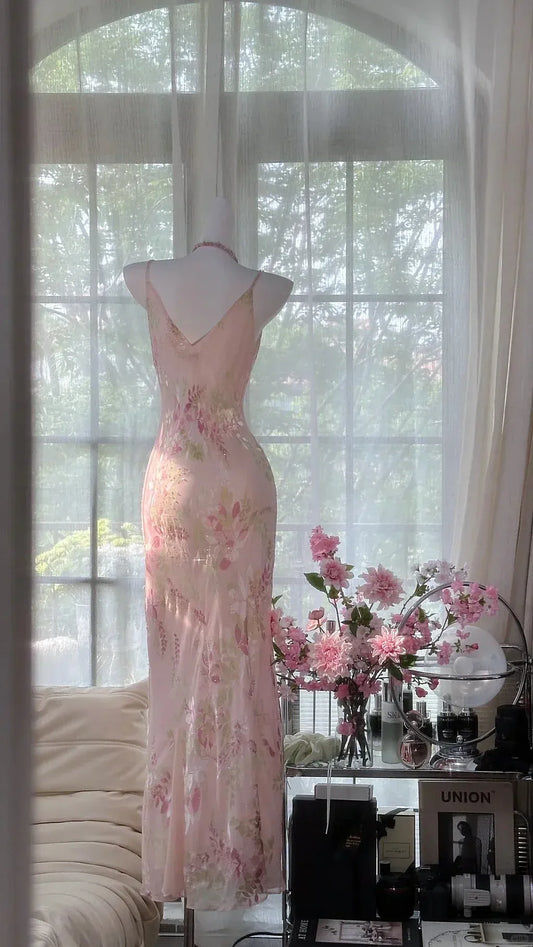 Elegant Mermaid Cowl Neck Sleeveless Chiffon Maxi Formal Dress