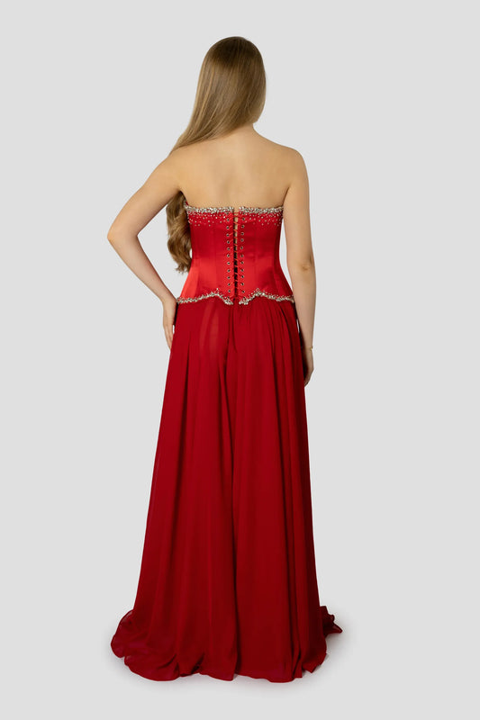 Elegant A-Line Corset Sleeveless Chiffon Floor-Length Prom Dress