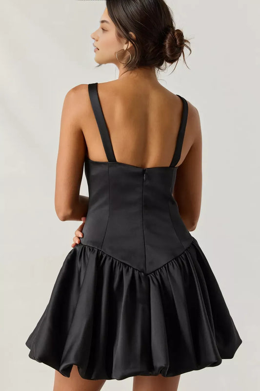 Elegant A-Line V Neck Sleeveless Satin Short-Mini Homecoming Dress
