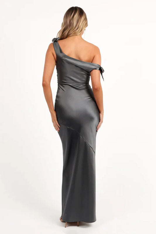 Stylish Mermaid Off Shoulder Sleeveless Satin Floor-Length Prom Dress