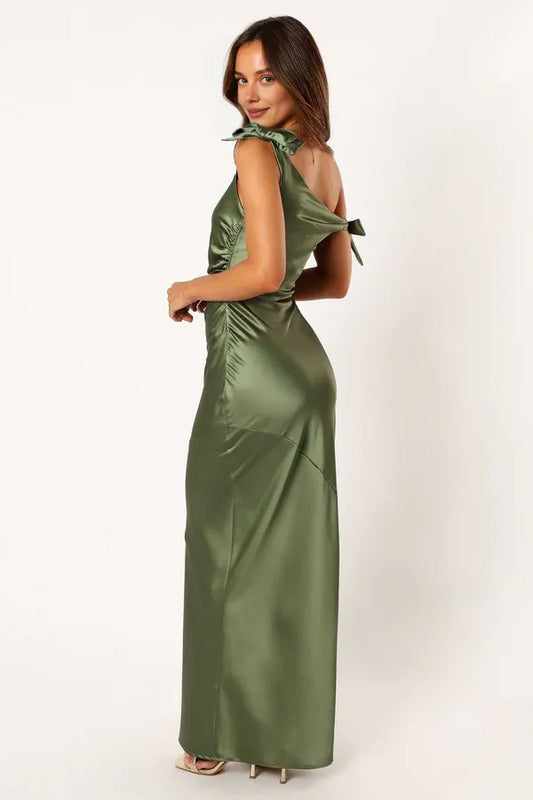 Elegant Mermaid Off Shoulder Sleeveless Satin Floor-Length Prom Dress