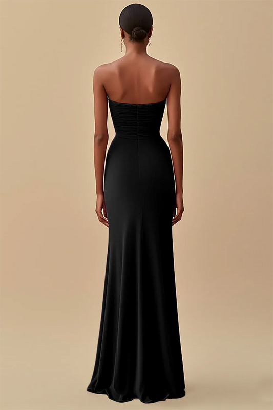 Elegant Sheath/Column Strapless Sleeveless Chiffon Floor-Length Evening Dress