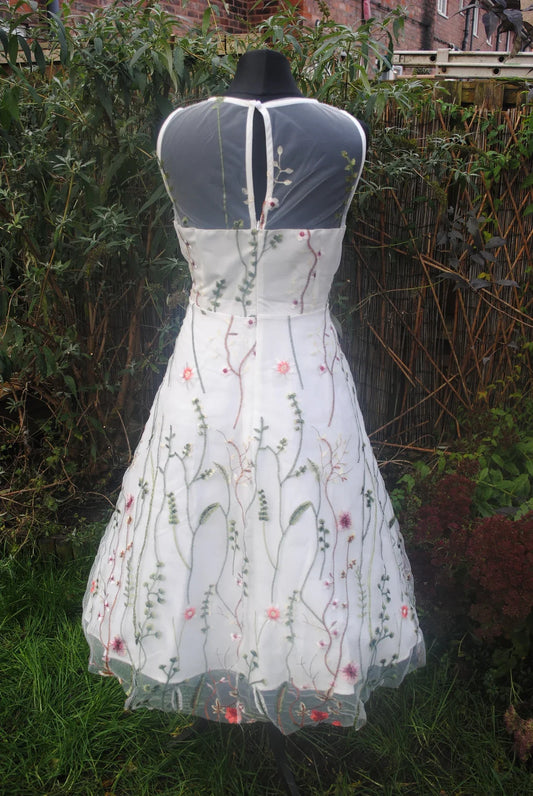 Embroidered Flower Tulle Dress Prom Dress Formal Dress Off-the-Shoulder Fairy Dress Wedding Guest Dress Princess Dress