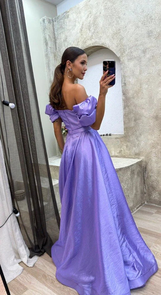 Formal Women's Dresses Purple Balloon Sleeve Puffy Dress Ball Gown Engagement Dress Prom Dress Prom Dresses Stores