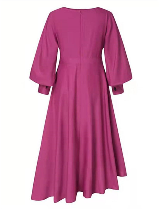 Women's Prom Dress Party Dress Wedding Guest Dress Midi Dress Black Red Green Long Sleeve Pure Color Plus High Low Fall Winter Autumn Crew Neck Fashion Winter Dress Wedding Guest Evening Party