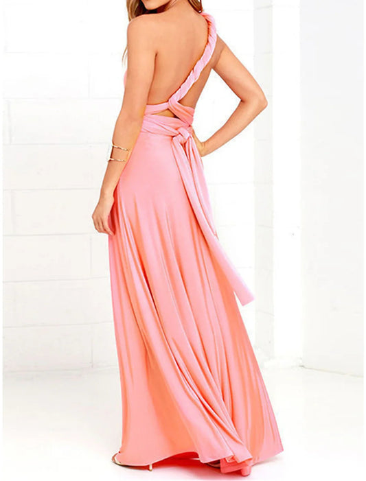 Women's Prom Dress Party Dress Wedding Guest Dress Long Dress Maxi Dress Black Pink Wine Sleeveless Plain Lace up Summer Spring Fall Spaghetti Strap Elegant Wedding Guest Evening Party Vacation