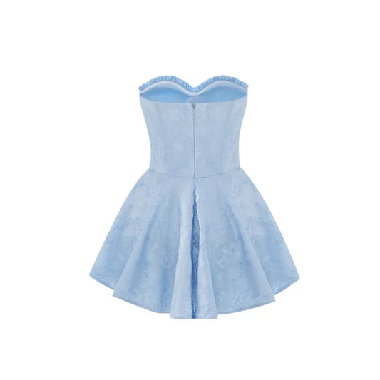 Fairy A-Line Strapless Corset Ruffle Satin Light-Blue Mini Homecoming Dress Hot Sale