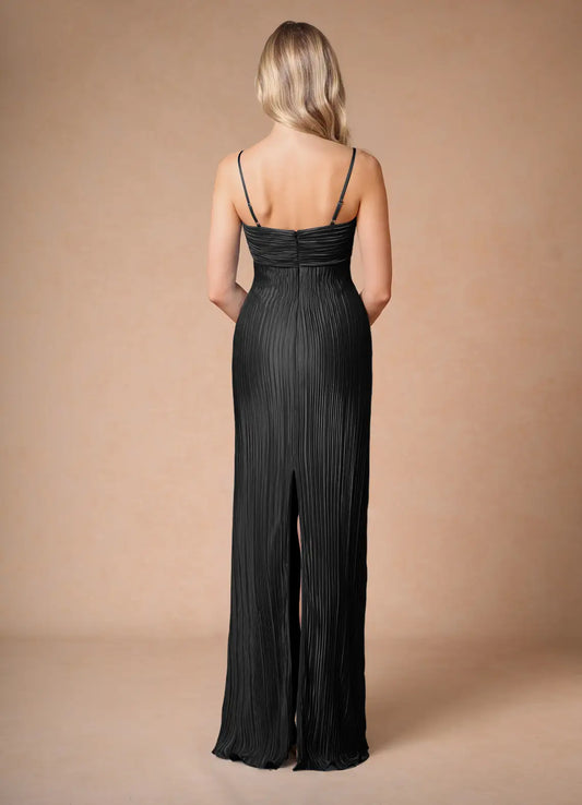Fashion A-Line Spaghetti Straps Sleeveless Zipper Up Floor-Length Evening Dress
