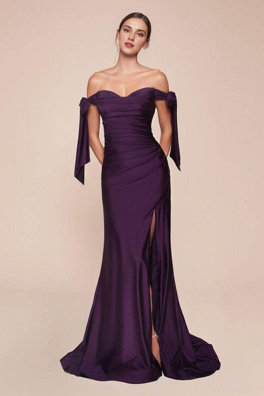 Formal Black Dresses Off-Shoulder High-Slit Modest Prom Dress Sleeveless Sweetheart Neck Bow Strap With Hem Sweep Train Evening Dress / Formal Wear Dresses