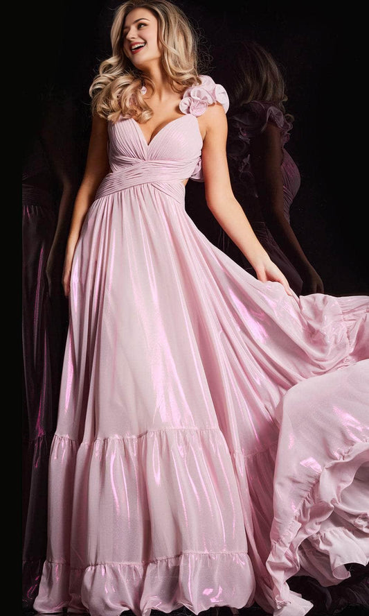 Formal Wear Dresses/ Floral Accent Straps A-Line Lace Up Back Floor Length Hem Prom Evening Dress/ Evening Dresses For Women
