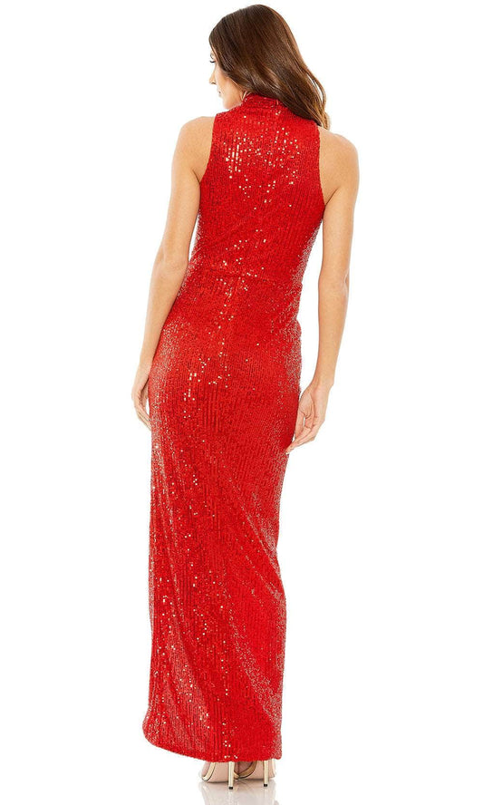 Formal Wear Dresses/ Sleeveless High Neck Sequin Ruched With High Slit Evening Dress/ Evening Dresses For Women 