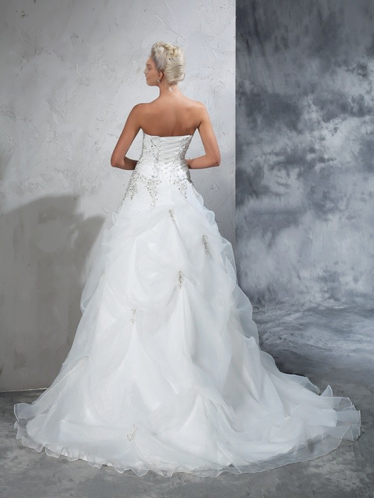 Dress Formal Women's Dresses Ball Gown Strapless Beading Sleeveless Long Organza Wedding Dresses Party dress Prom Dress Stores