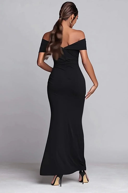 Glamorous Mermaid/Trumpet Off the Shoulder Sleeveless Slit Floor-Length Prom Dress