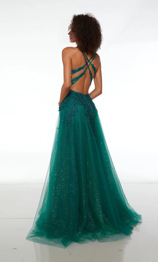 Dress Green Evening Dress Spaghetti Strap Fit Sweetheart Neck Embroidered Bodice And A Bold High Slit Prom Dress