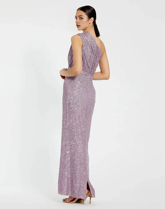 Dress Elegant Purple Sequin One Shoulder Dress With Waist Accentuated Design Radiating Charming Glamour Prom Dress
