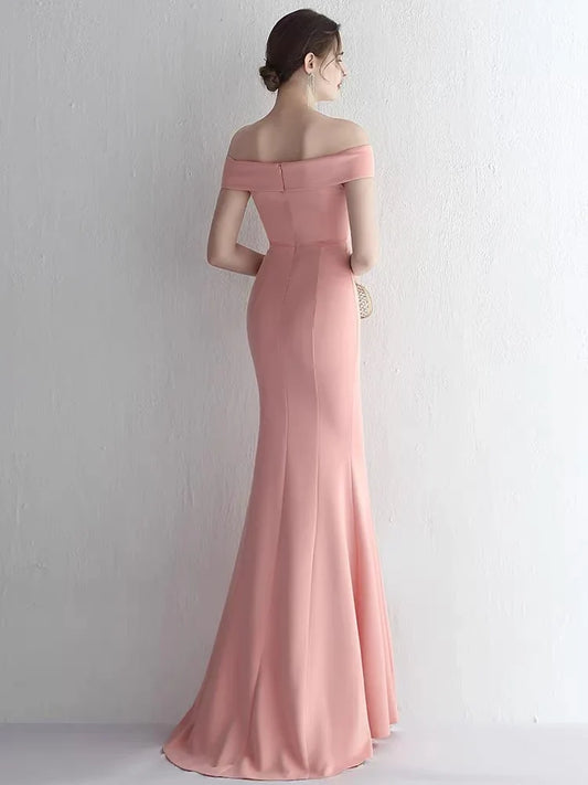Formal Women's Dresses Off The Shoulder Pink Mermaid Long Prom Dress Formal Party Dress Prom Dresses Stores