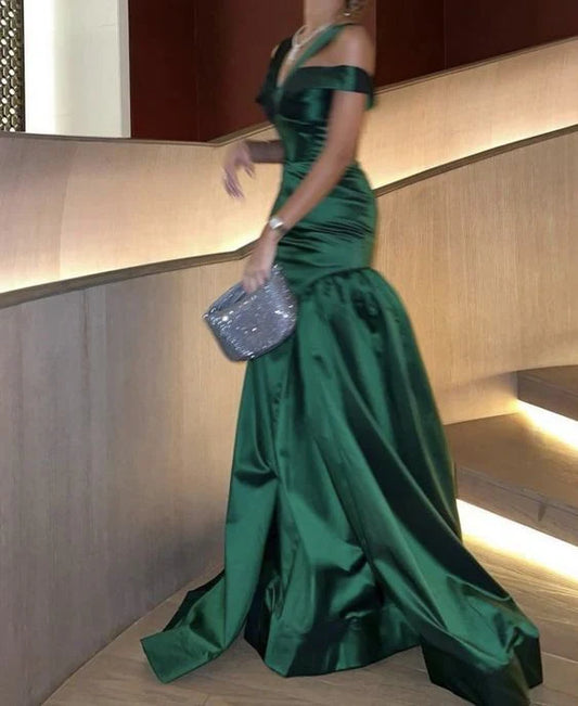 Formal Women's Dresses Green Off Shoulder Mermaid Long Prom Dress Prom Dress Stores