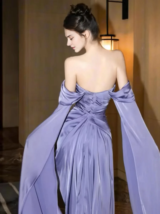 Formal Women's Dresses Off The Shoulder Purple A Line Long Prom Dress Birthday Party Dress Prom Dresses Stores