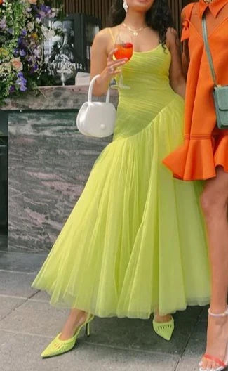 Formal Wear Dresses Green Spaghetti Straps A-Line Tulle Long Party Dress Prom Dresses Shops Formal Women's Dresses