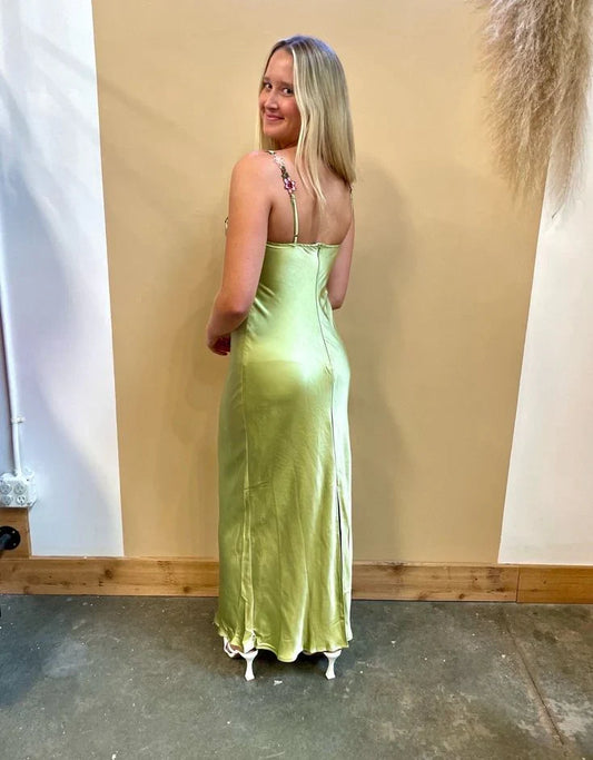 Formal Wear Dresses Green Spaghetti Straps Embroidery Long Party Dress Prom Dresses Shops Formal Women's Dresses