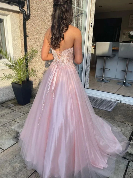 Formal Women's Dresses A-Line Sweetheart Neck Tulle Lace Long Prom Dress Formal Evening Dress Prom Dresses Stores