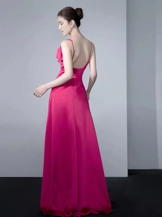 Formal Women's Dresses Pink A Line Long Prom Dress Formal Evening Gown Prom Dress Store 