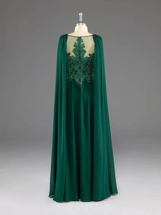 Formal Wear Dresses Dark Green A-Line Lace Appliques Chiffon Long Prom Dress Formal Party Dress Prom Dresses Shops Formal Women's Dresses