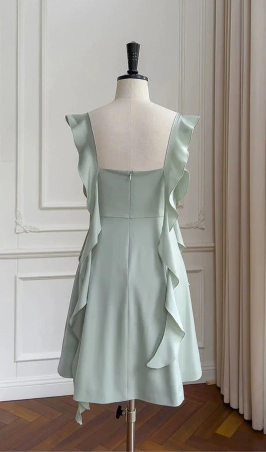 Satin Mini Prom Dress With Open Back