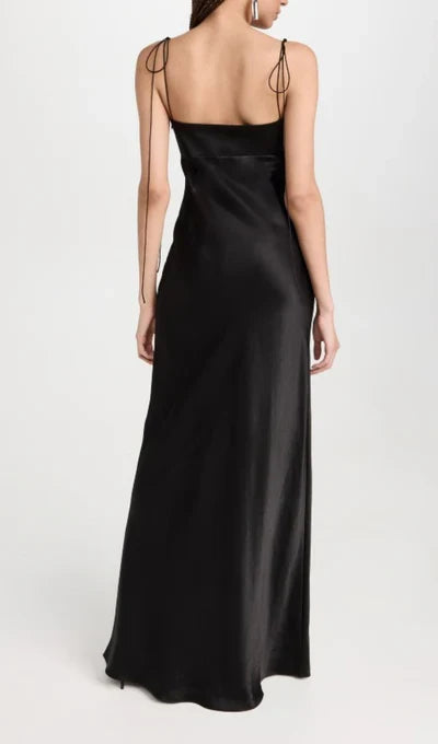 A-line Shell Strapless Tied Satin Ball Gown
