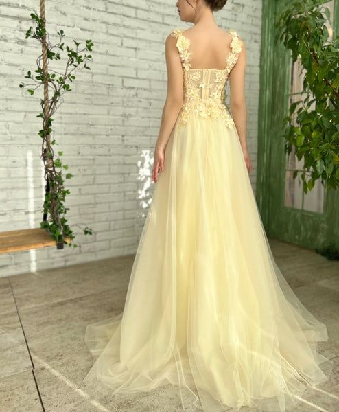 A-Line Sleeveless With Applique Formal Prom Dress