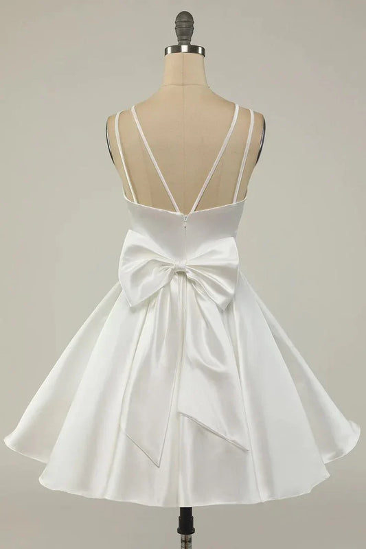 Double Straps Satin Short Homecoming Prom Dress