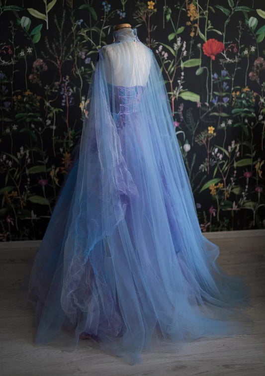 A-line Sleeveless Strapless Chiffon Prom Dress With Cloak