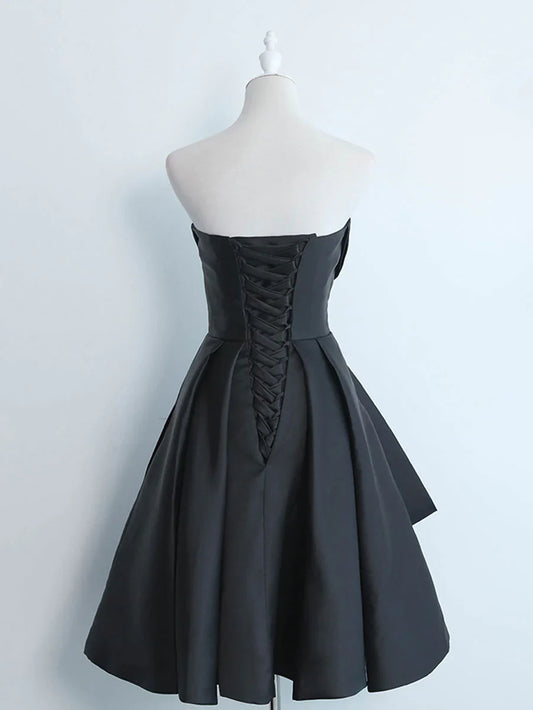 Off-the-Shoulder Simple Sweetheart Satin Short Prom Dress