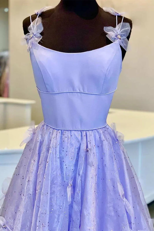 A-Line 3D Floral Lace Scoop Neck Prom Dress