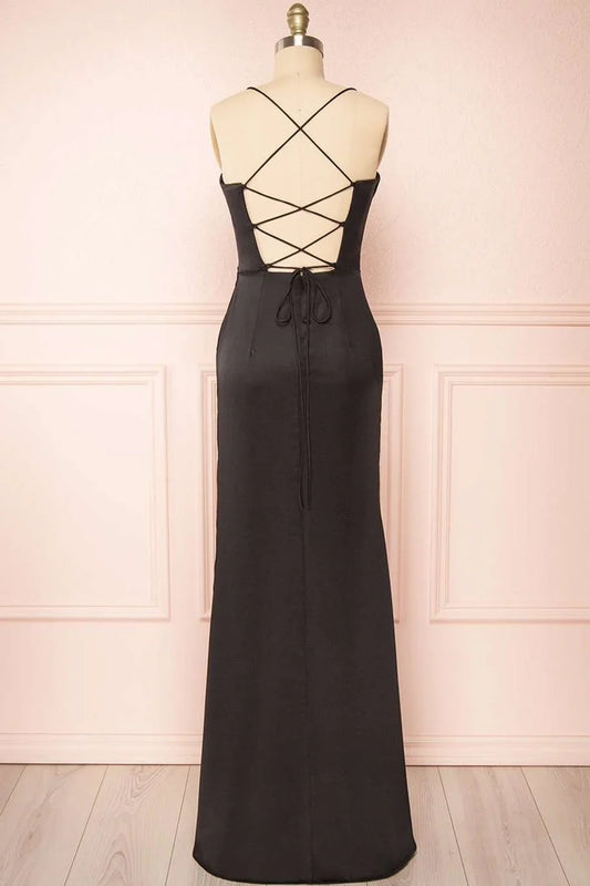 Cowl Neck Lace-Up Back Mermaid Prom Dress