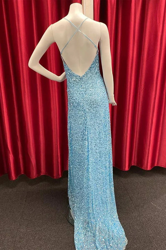 Deep V Open Back Mermaid Long Prom Dress