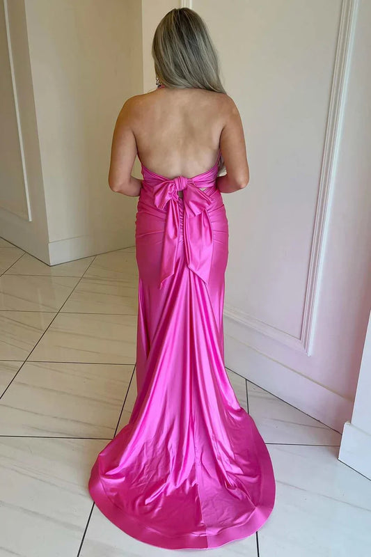 Tie-Back Halter Mermaid Prom Dress