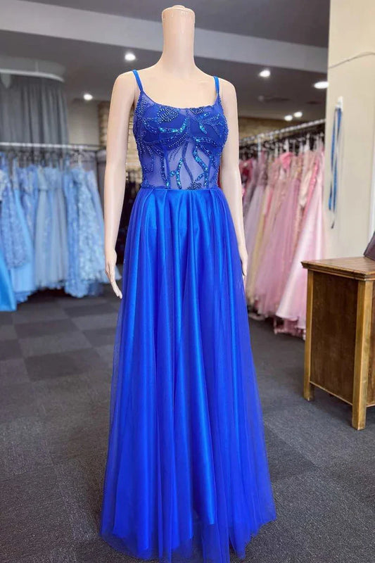 Scoop Neck A-Line Prom Dress With Applique 