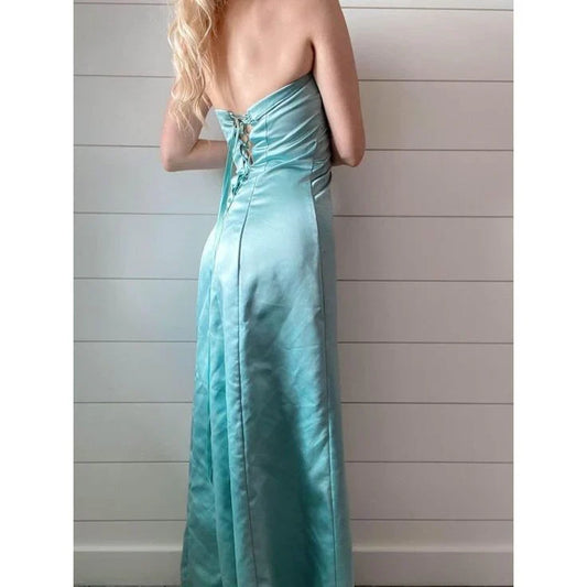 Dress Prom Dress Stores Vintage Beading Halter Satin Blue Evening Party Dress Dresses Formal