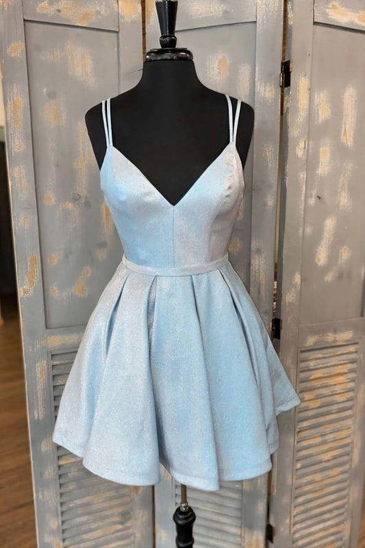 Simple A-line V Neck Mini Homecoming Dress