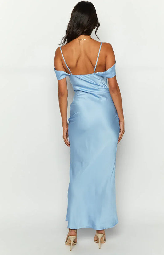 Spaghetti Straps Straight Neck Sleeveless Satin Trendy Mermaid/Trumpet Ankle-Length Prom Party Dresses Hot Sale Long Evening Dresses No Slit