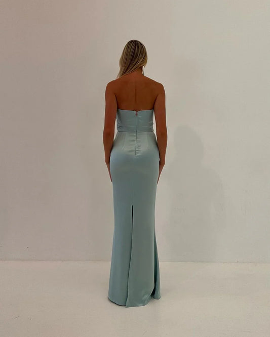 Formal Women's Dresses Tiffany Blue Strapless Sheath Long Prom Dress Prom Dresses Stores